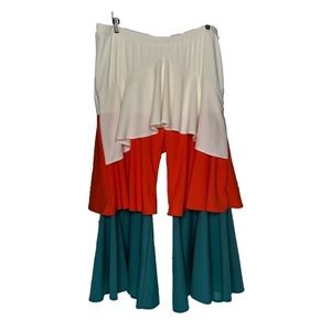 LIVD Size 2X Tiered Ruffle Fun Festival Retro Wide Leg Pants